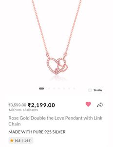 GIVA 925  Silver Heart Pendant With Link Chain