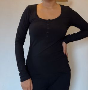 Shein Full Sleeves Black Top