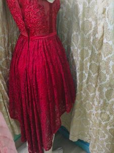 Red Lace Hi-Lo Party Dress