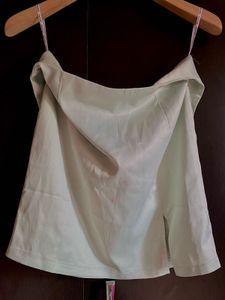 Jeuvre Mint  Satin Slit Skirt