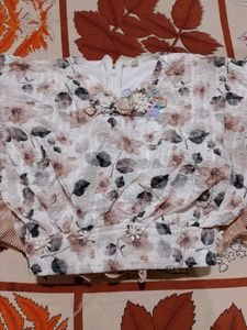 Floral Textured Skirt And Top