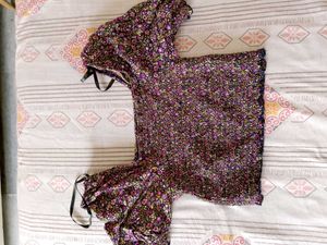 Floral Print Top & Tiara Combo