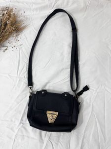 Black Leather Sling Bag
