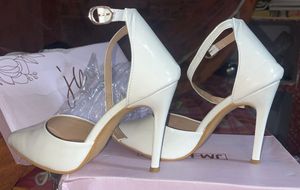 Chic White Heels with Ankle Strap