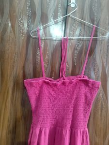 Black Crochet Top With Pink Dress