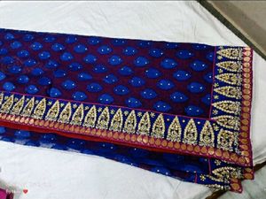 Beautiful Heavy Lehenga Style Sare Contrast Blouse