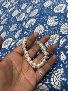 Pearl &amp; Silver Chain Bracelet