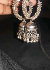 Silver Jhumka Hoop Earrings