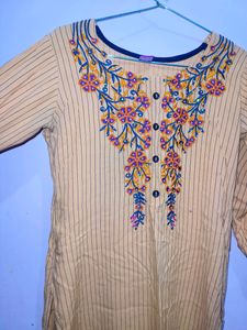 Embroidered Yellow Kurti