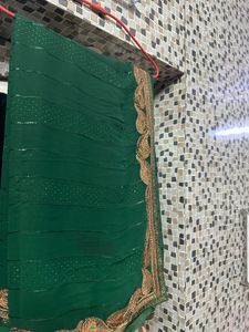 Dark Green Saree Without Blouse