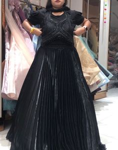 Elegant Black Crop Top With Skirt And Dupatta