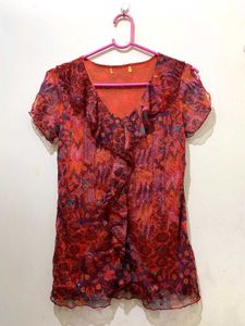 Mesh Ruffle Top(super stretchy)36-42 l-24