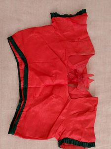 Black&amp;Red Saree With Stitched Blouse,Paticot