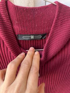 Burgundy Ribbed Bodycon Dress