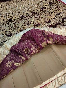 Maroon Velvet Lehenga Choli Dupatta