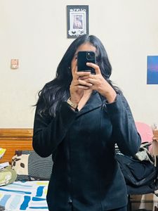 Black Zip-Up Wool-Blend Jacket