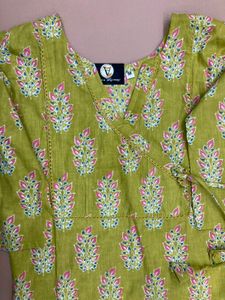 Green Floral Kurti Set