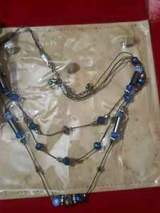 Blue Beaded Layered Necklace