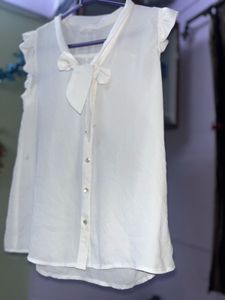 White Ruffle Sleeve Top