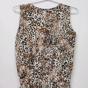 Leopard print sleevless jumpsuit