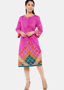 Pink Printed Kurta Unstitched