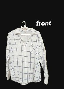 White Plaid Button-Down Shirt✨️