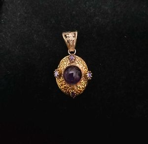 Vintage Amethyst & Gold Tone Victorian Pendant