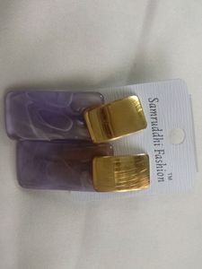 Purple Gold Earrings