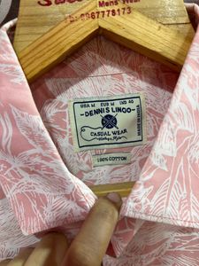 Mens Pink And White Half Sleeves Shirt