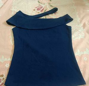 Navy Blue Off-Shoulder Top
