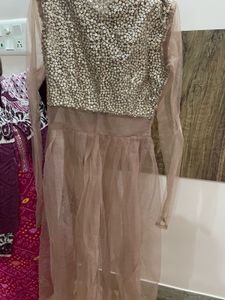 Elegant Mauve Embellished Dress