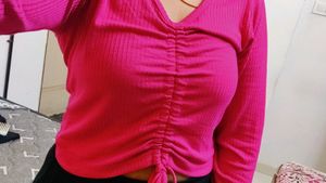 Zudio Pink Ribbed Crop Top With String