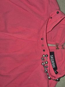 Pink Embellished Full Sleeve Top