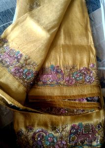Heavy Calcutta work branded silk saree