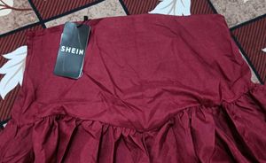 Shein red colour skirt