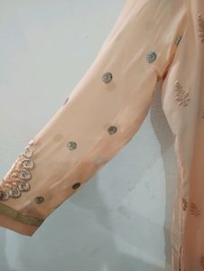Peach Coloured Fancy Suit with Trousers &amp; Dupatta