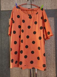 Plus Size Orange Polka Dot Shorts Set
