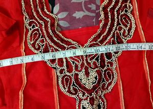 ♥️New Red A-line Embroidered Patch Kurti With Pant