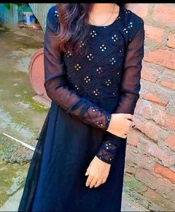 combo ✨ chikankari kurti and black sheer gown ♥️