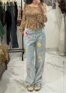 New Jeans With Flowers Print Never Worn