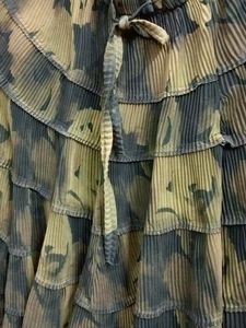 Olive Green And Black Pleated Skirt