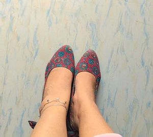 Marroon Printed Ballerina Heels