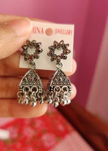 Oxidised Silver Jhumka