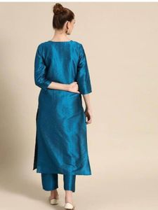 Elegant Blue Embroidered Kurta Set