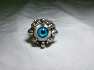 blue eyeball gothic claw steel ring edgy alt punk