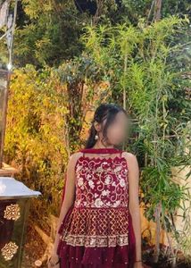 wine Embroidered sharara Set