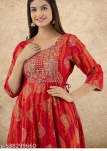 Elegant Red Printed Kurta