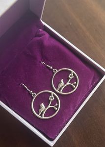 Bird & Blossom Silver Earrings