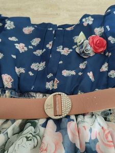 Floral Print Dress with Belt