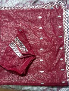 Maroon Floral Saree